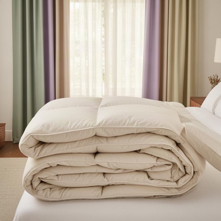 Freshly folded duvet and clean curtain panels arranged in a calm Moraga bedroom